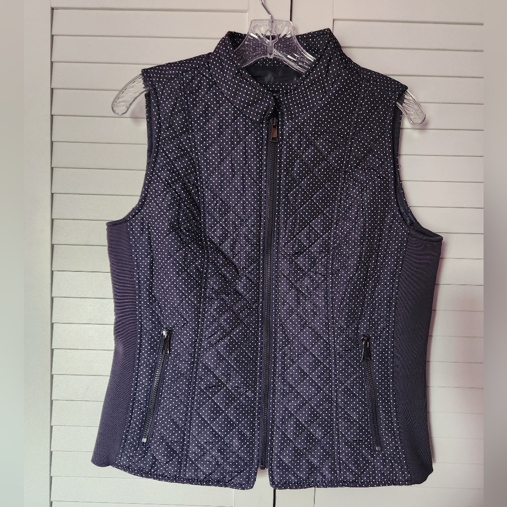 New Directions Polka Dot Blue and White Vest